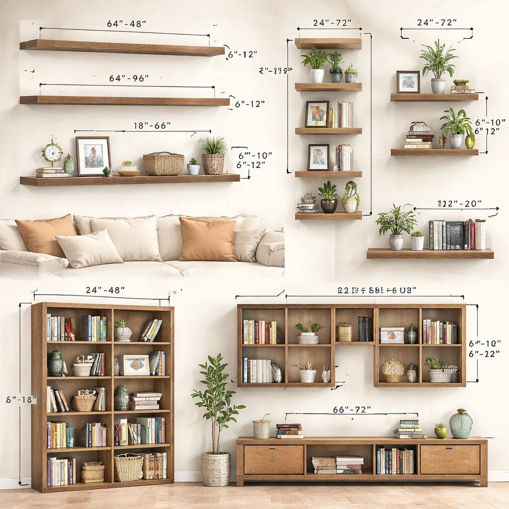 wall shelving dimensions