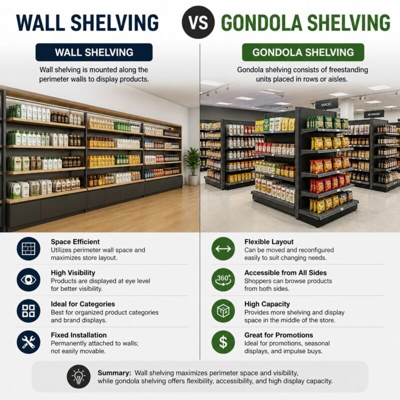 Wall Shelving vs Gondola Shelving